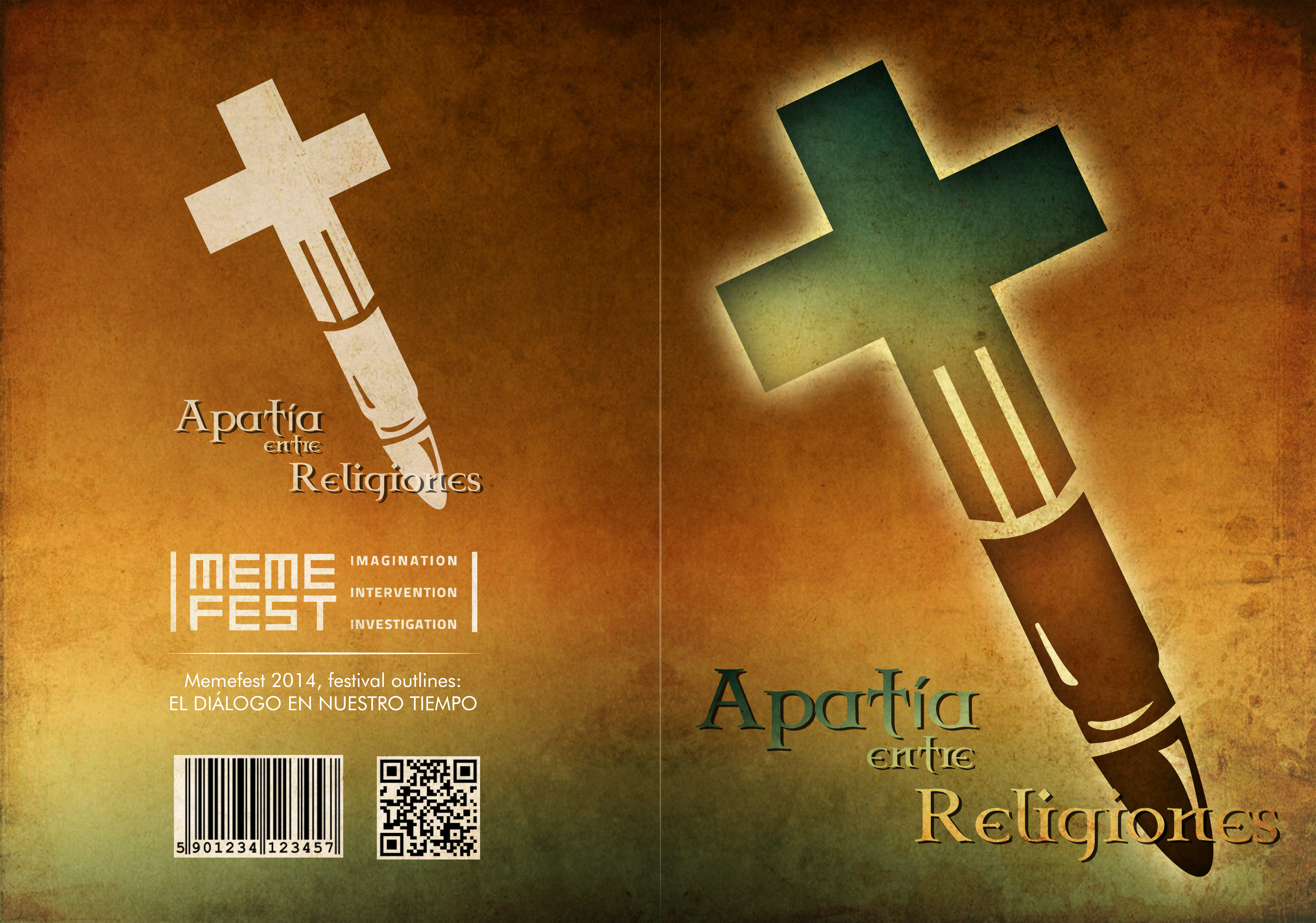 Apatía entre Religiones / Propuesta de portada de revista abierta / |  Festival work @ Memefest